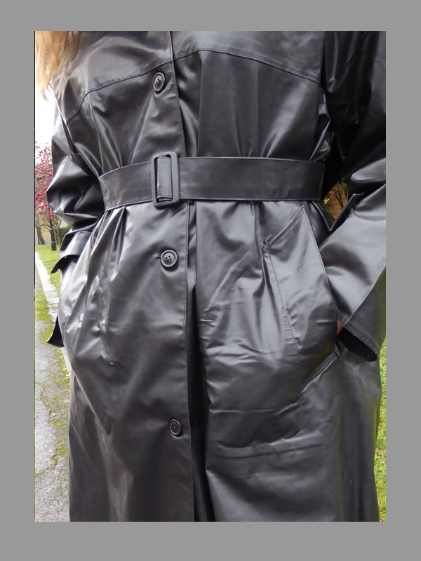 Black Pvc Pvc Mac Raincoats Danielle Waterproof Mackintosh In